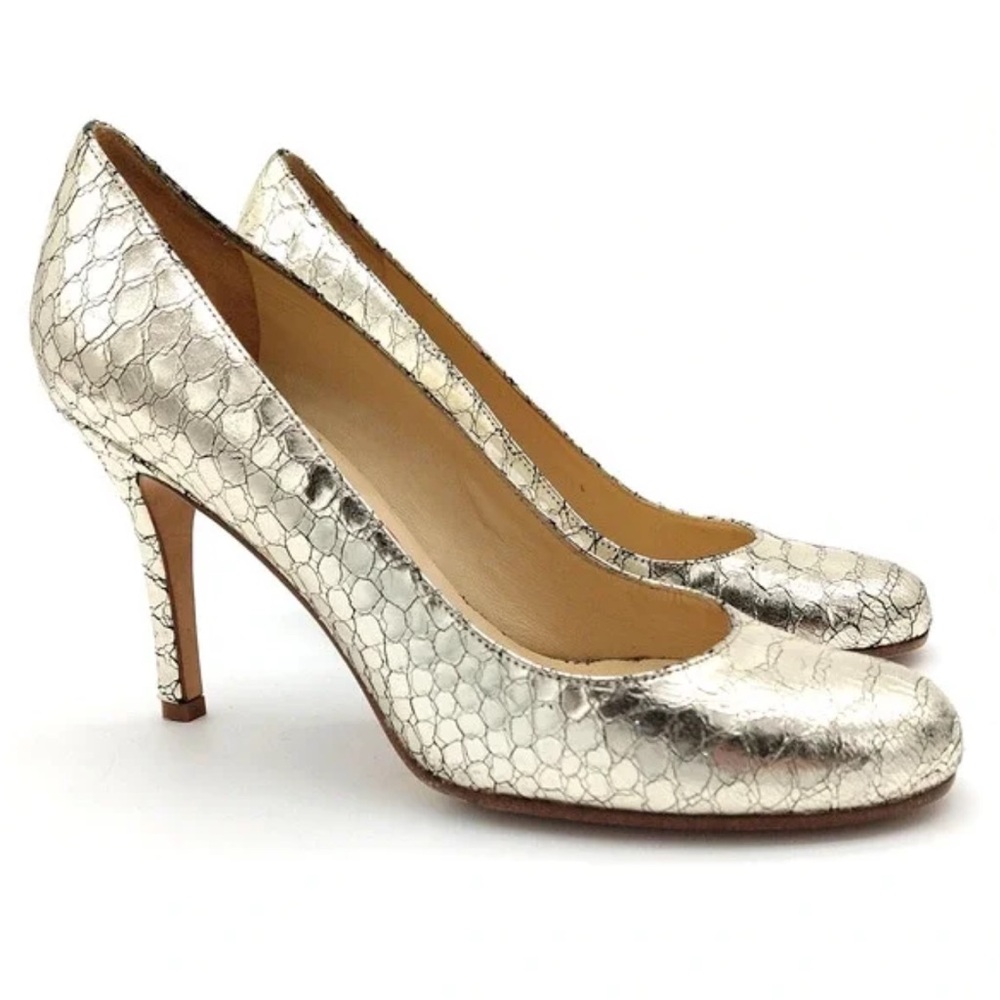 🔥Kate Spade Classic Gold Pumps Sz8.5🔥 Made Italy Carolina Snakeskin Price Firm